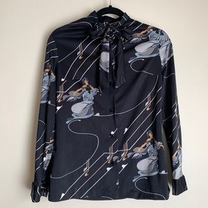Vintage Art Nouveau Print Blouse